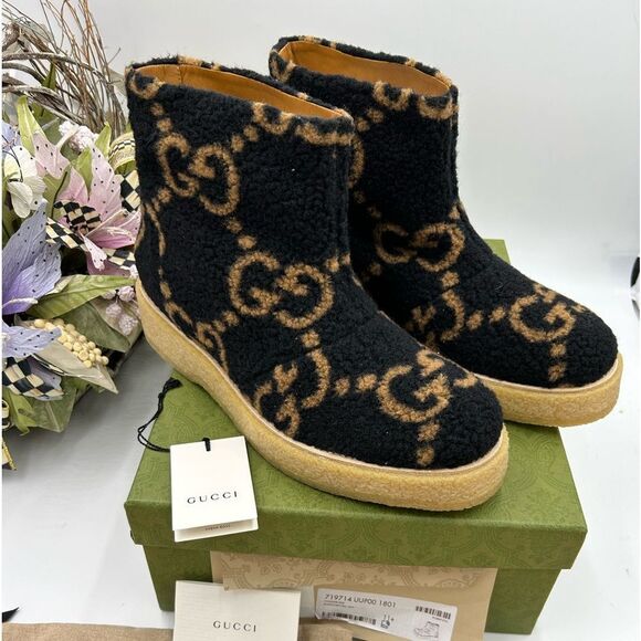 Men, Gucci, jumbo logo GG wool boots size 11.5!made in Italy - Picture 2 of 12